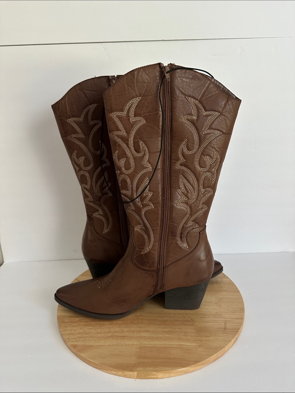 Pop Womens Barry Block Heel Cowboy Boots - Picture 3 of 6